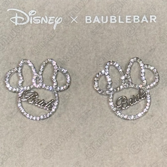 Disney × Baublebar MINNIE MOUSE BRIDE Stud Earrings /
Rhinestones NIB - Picture 2 of 12